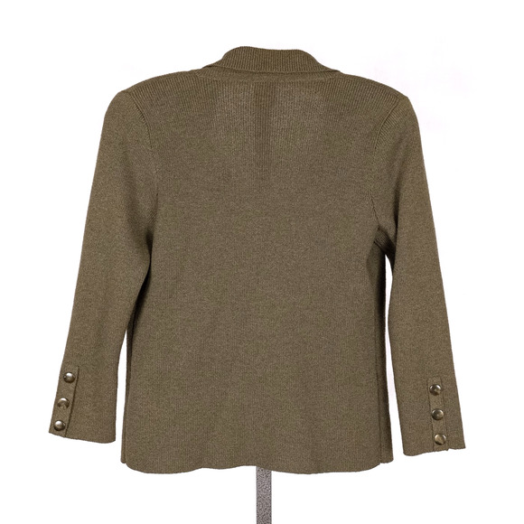 Vintage 80s Helen Hsu Classic Knit Cardigan Women's MEDIUM Olive Green Modest - Picture 4 of 6